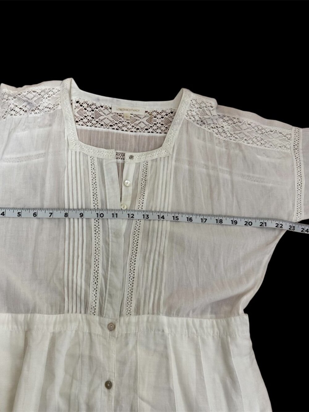 LoveShackFancy Edie voile lace trim white large cotton cottagecore midi dress - Picture 6 of 10